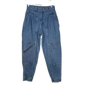 Unionbay Vintage 90s High Waisted Pleated Tapered Cargo Jeans Women Juniors‎ 9